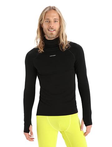 Base Layers Icebreaker MerinoFine™ Long Sleeve Roll Neck Męskie Czarne | PL 1603NWYB